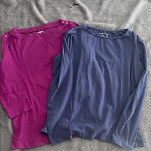 Casual Corner Magenta and Navy Long Sleeve Tops